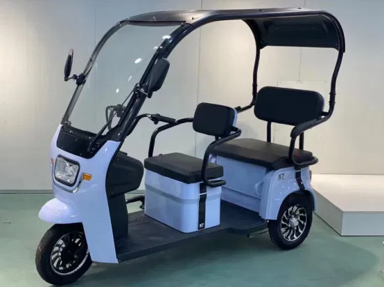 Cobertizo integrado con triciclo eléctrico con limpiaparabrisas, coche eléctrico recreativo para adultos